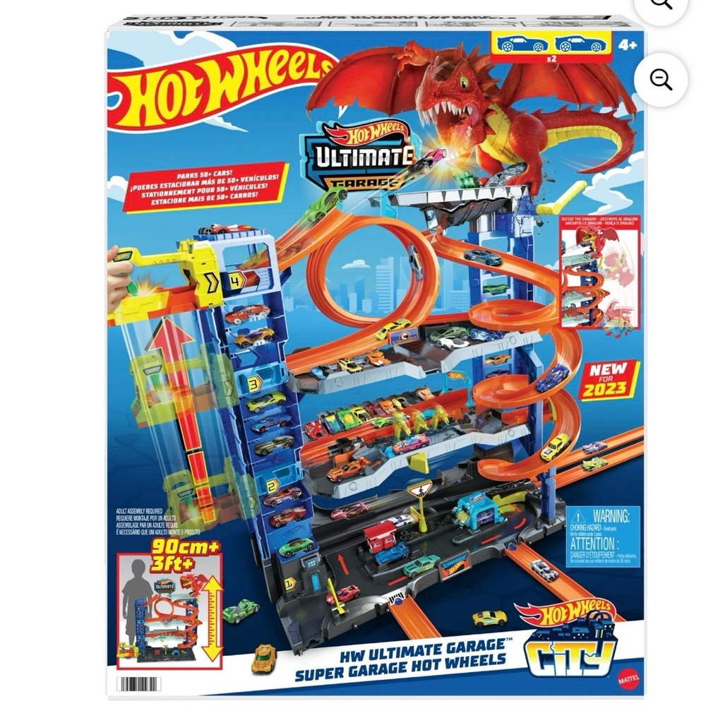 Hot Wheels Super Garage Playset with Orange and Blue Tracks